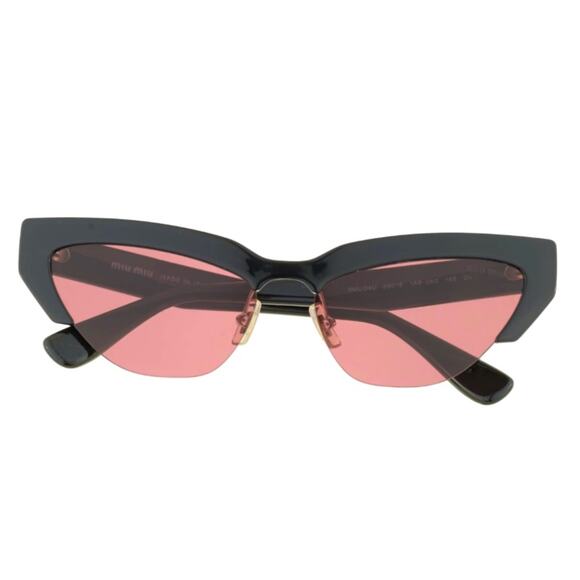 Miu Miu 59mm Semi Rimless Cat Eye Sunglasses goth BLACK DARK VIOLET SOLID modern - Picture 1 of 14
